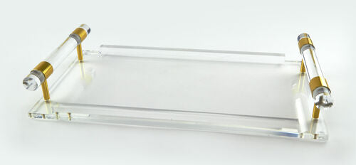 Acrylic Tray Clear w/Gold