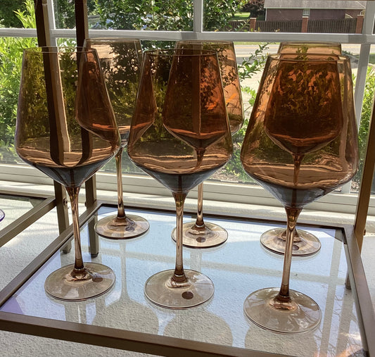 Estelle Amber Smoke Stemmed Wine S/6