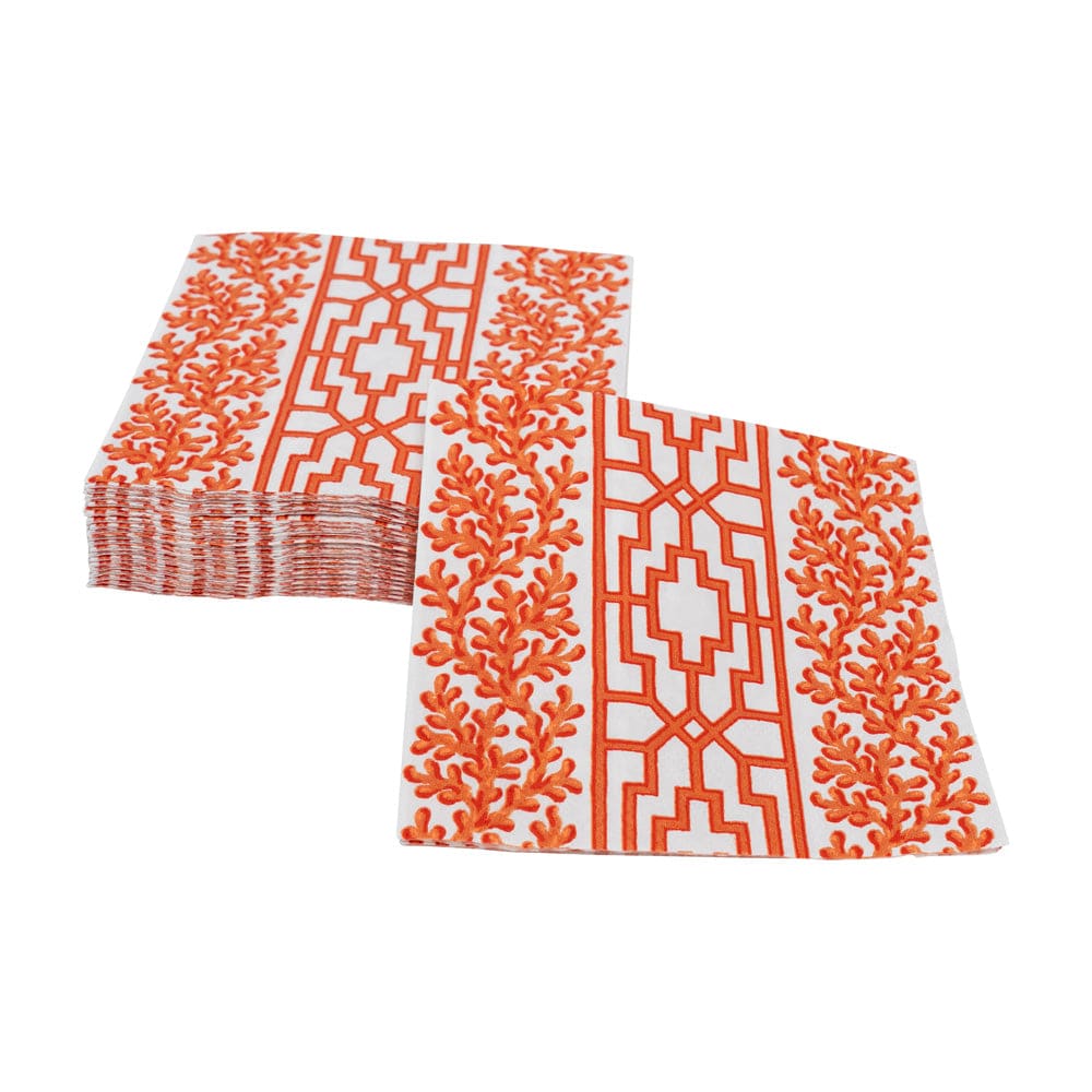 Coral and Trellis Coral Cocktail Napkin