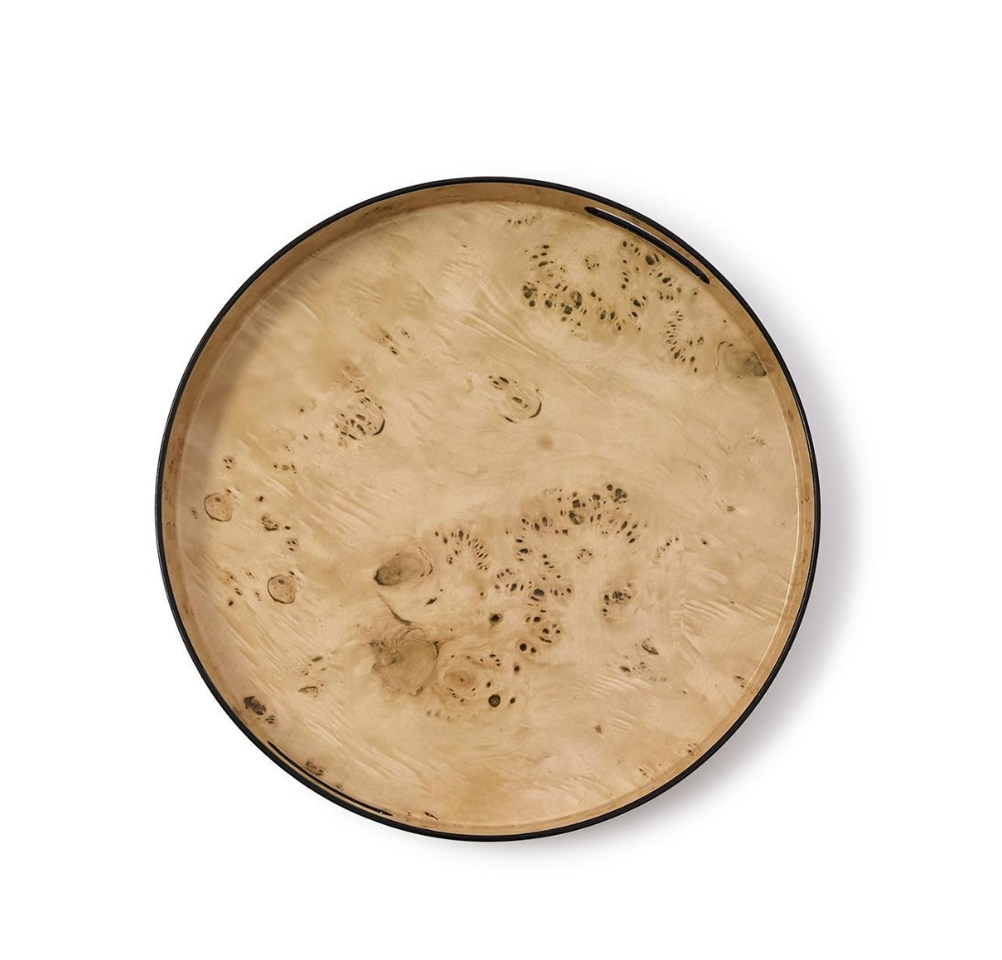 Burled Wood Round Tray - Medium