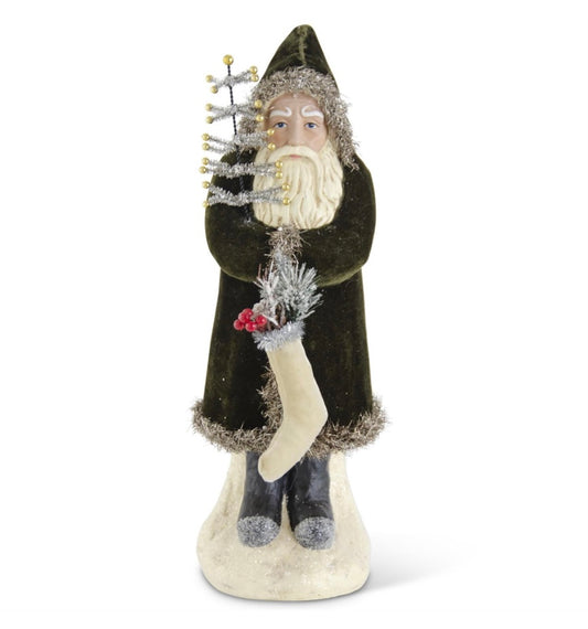 Santa w Dark Green Coat 16.75”