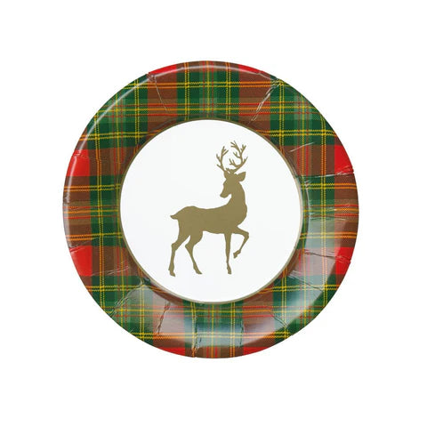 Reindeer Tartan Red Salad/Dessert Plates