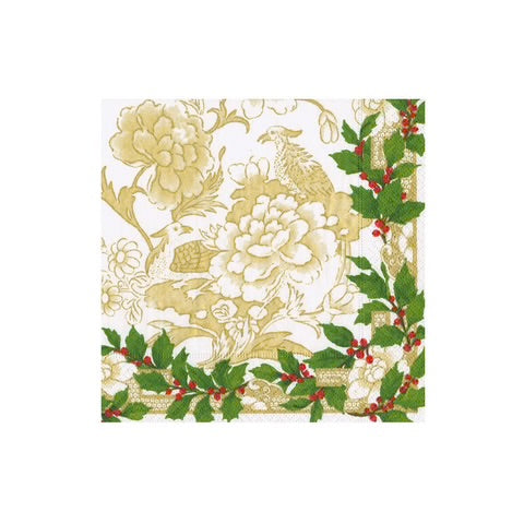 Holly Ceramic Ivory/Gold Cocktail Napkin