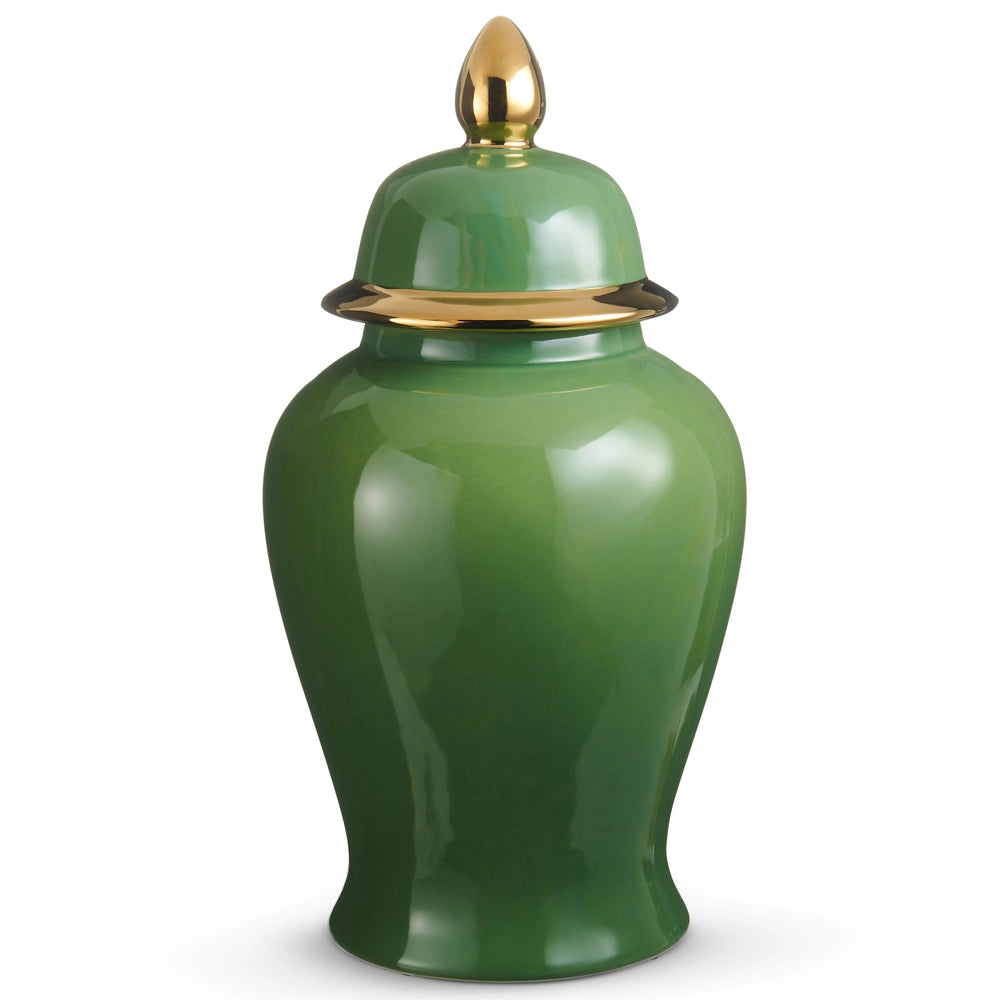 18.5” Green and Gold Ginger Jar
