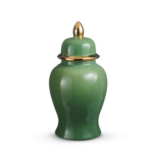 14.5” Green and Gold Ginger Jar