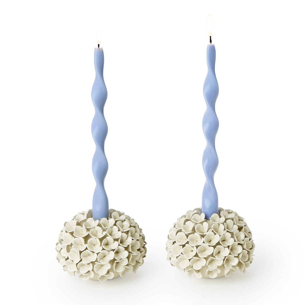 Hydrangea Flower Bud Vases/ Taper Candle Holder- White