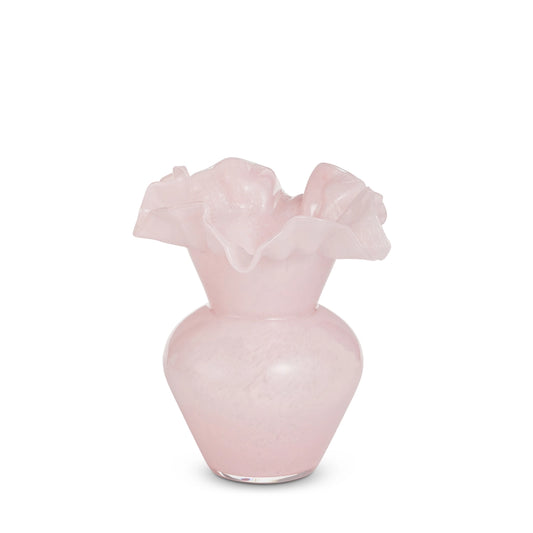 8” Pale Pink Ruffle Vase