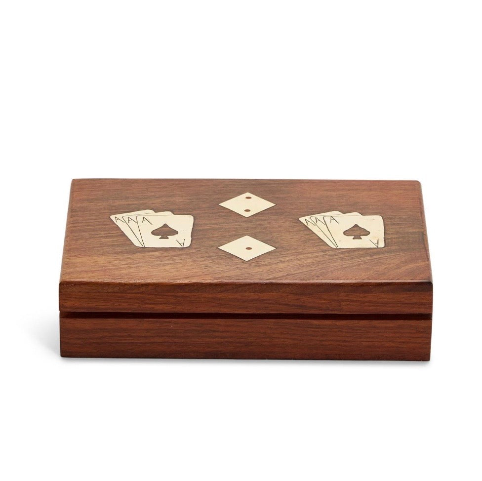 Wood Crafted Playing Card/Dice Game Set