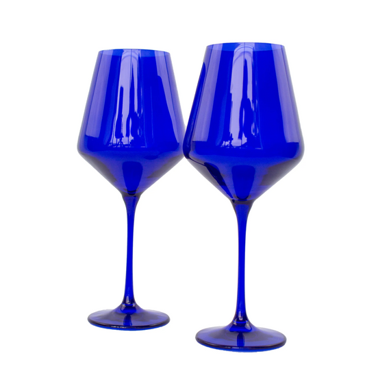 Royal Blue Stemmed Wine Set of Two