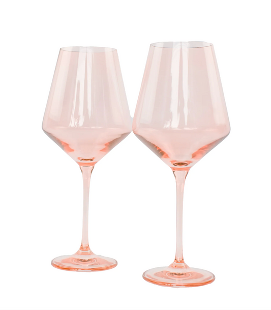 Blush Pink Stemmed Wine Set of Two