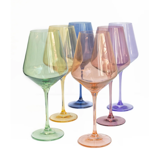 Pastel Stemmed Wine Set of Six