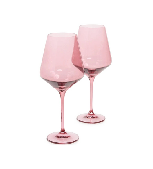 Rose Stemmed Wine Set of Two