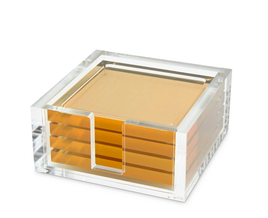 Lucite Coaster Set Gold