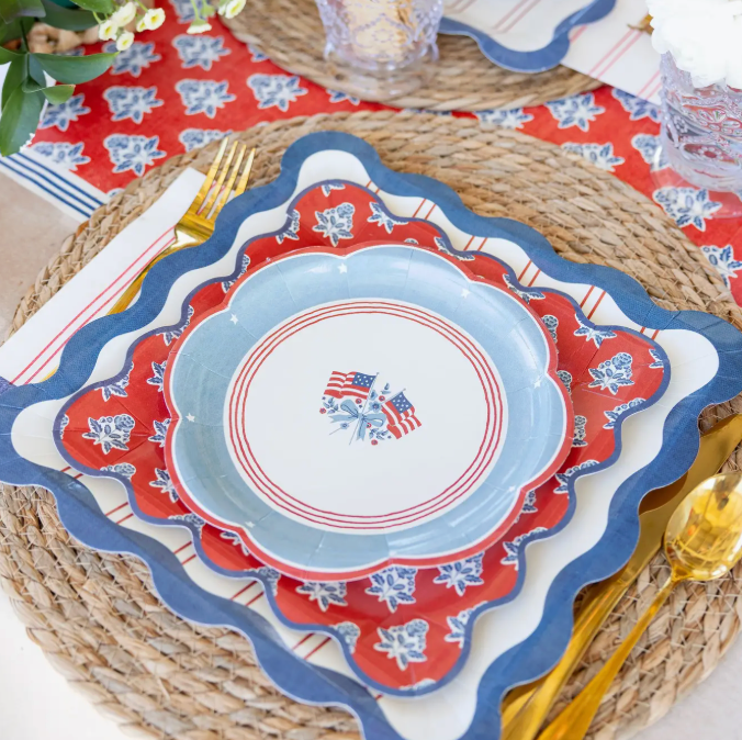 Flag Scalloped Paper Plate
