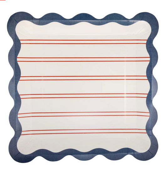 Red Stripes Paper Plate 11"