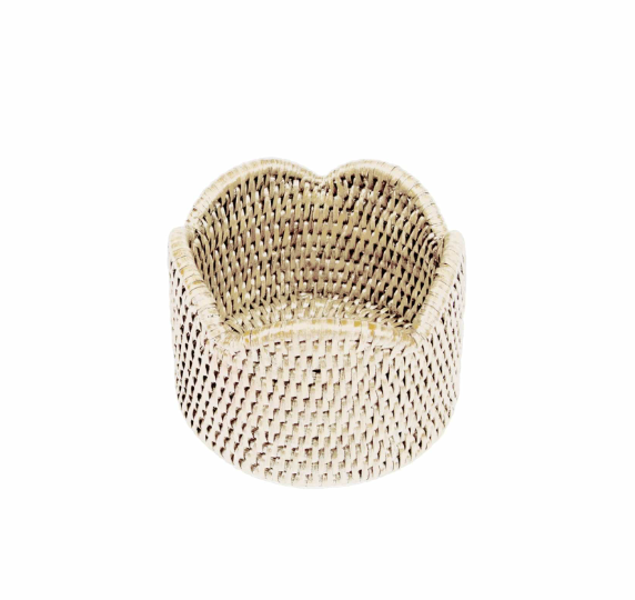 Rattan Scallop Wine Coaster Cream