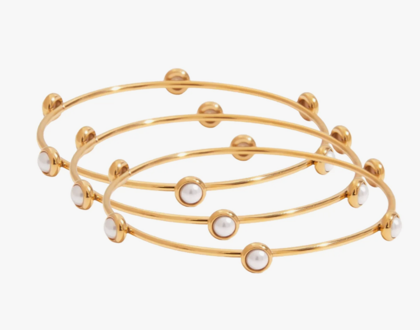 Pearl Bangle Trio Bracelet Set