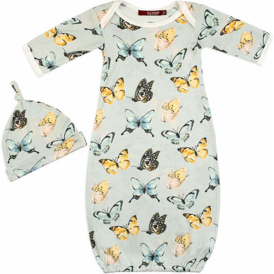 Bamboo NB Gown & Hat Butterfly